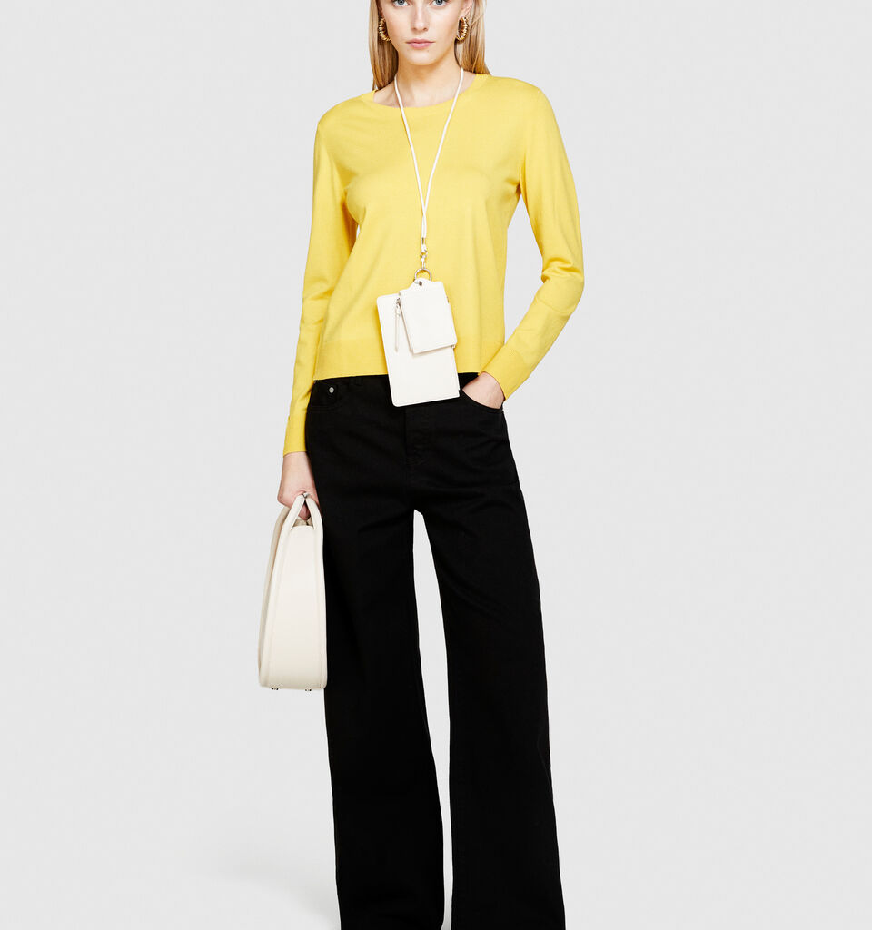 Solid colored sweater - women's crew neck sweaters - Yellow | Sisley image number 1